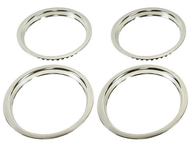 "15"" STAINLESS ROUND LIP TRIM RING SET 1-1/2"" DEEP (OE RALLY WHEEL ONLY)"