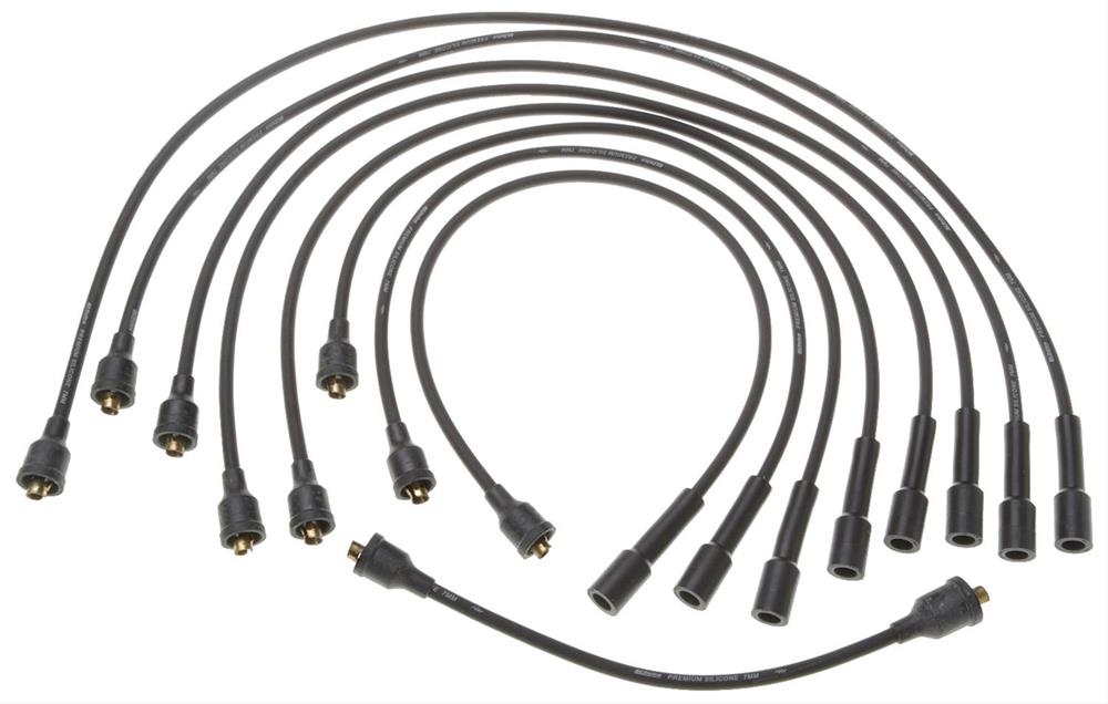 Spark Plug Wires, Stock, Silicone, Black Wire, 7mm Diameter, Spiral Core