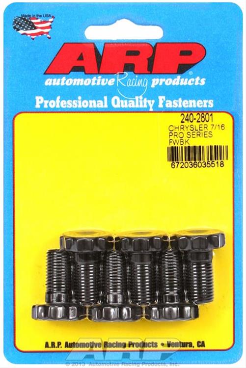 Flywheel Bolts, Pro Series, Black Oxide, 7/16"-20 Thread, Chrysler, 383-440, Hemi