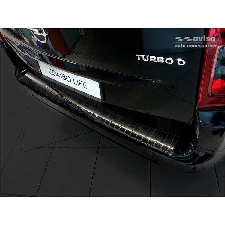 Black Stainless Steel Rear bumper protector suitable for Citroën Berlingo (Multispace) & Peugeot Partner 2008-2015 & 2015-2018 & 2018- & Peugeot Rifter 2018- & Opel Combo E Life 2018- & Toyota Proace City/Verso 2019-