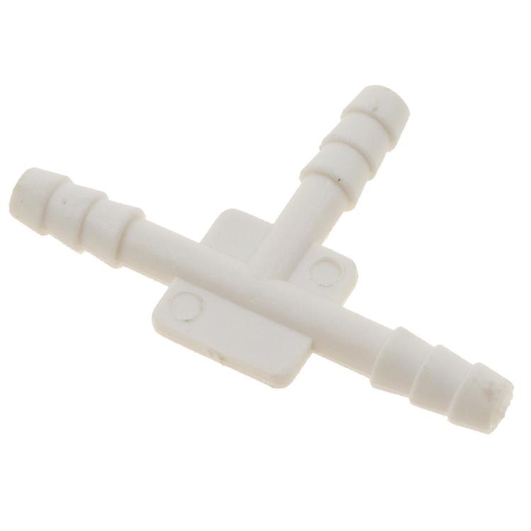 Fitting, Tee, 1/8 in. Hose Barb, Plastic, White