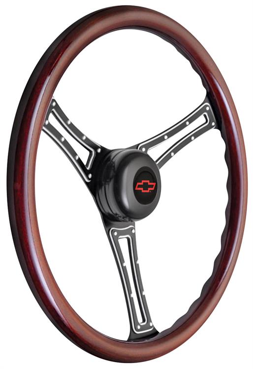 Steering Wheel Kit, 1967-68 Chevrolet, Autocross, Red Bowtie Cap, Wood