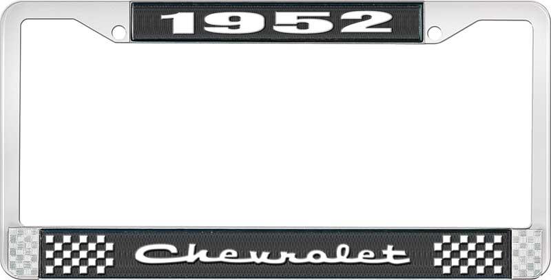 1952 CHEVROLET BLACK AND CHROME LICENSE PLATE FRAME WITH WHITE LETTERING