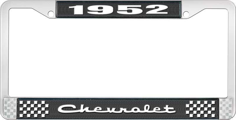 nummerplåtshållare, 1952 CHEVROLET, svart/krom, med vit text