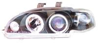Headlamps Clear / Black with Angel Eyes 1 Piece