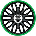 Set J-Tec wheel covers Orden R 15-inch black/green + chrome ring