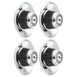 TALL CHROME RALLY WHEEL DERBY CAP SET WITH CENTER BOWTIE (4)