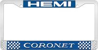 HEMI CORONET LICENSE PLATE FRAME - BLUE