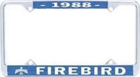 License Plate Frame, Steel, Chrome/Blue, 1988 Firebird Logo, Each