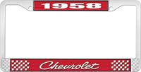 nummerplåtshållare, 1958 CHEVROLET röd/krom , med vit text