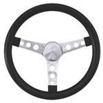 Steering Wheel, Classic Foam, Steel/Chrome, Foam/Black, 3-Spoke, 13.5 in. Diameter, Each