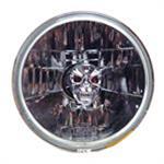 Headlamps 5 3/4" Clear / Chrome with Skull in Front of the Bulb