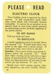 Tag, 54-59 Cadillac, Instruction, Electric Clock 