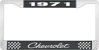 1971 CHEVROLET BLACK AND CHROME LICENSE PLATE FRAME WITH WHITE LETTERING