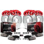 Disc Brake Kits, Z23 Evolution Sport Brake Upgrade Kits with Calipers, Front and Rear, Cross-drilled/Slotted Rotors, Red Calipers