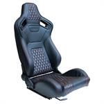 Sport seat 'AK' - Black Synthetic leather + Red stitching/edging - Dual-side reclinable back-rest - incl. slides