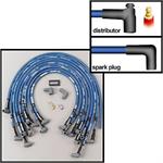 Spark Plug Wires, Ultra 40, Spiral Core, 8.65mm, Blue, 90 Degree Boots, Under Header, BBC, HEI, V8, Set