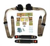 3-Point Shoulder Harness & Seat Belt Kit, Retractable, Retrofit, Saddle, 1968-1975