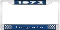 nummerplåtshållare, 1972 IMPALA  blå/krom, med vit text