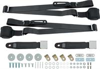 Seat Belt & Shoulder Harness Kit, Front, 3-Point Retractable, Black