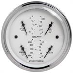 Oilpressure / Water Temperature / Volt / Fuel Level Gauge 86mm Old Tyme White Electric