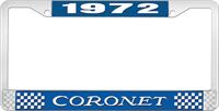 1972 CORONET LICENSE PLATE FRAME - BLUE