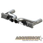 Exhaust Cutouts, Aggressor Cutout Pipes, Electric, Clamp-on, Aluminum, Natural, 2.50 in. Tubing Diameter, Chevy, 6.2L, Kit