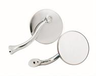 Mirrors, Swan Neck, Mirrors, 4 in. Dia., Driver and Passenger Side, Aluminum, Stainless Steel, Polished, Pair