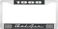 nummerplåtshållare, 1968 BEL AIR  svart/krom, med vit text