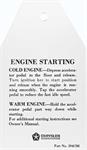 Mopar Engine Starting Tag