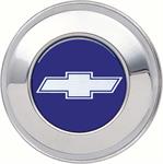 Center Cap, Snap-On, Stainless Steel, Polished, Blue Bowtie Logo, Chevy, Each