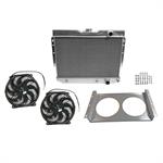 Radiator and Fan Shroud Combo, Performance Fit, 3-Row, Aluminum, Polished, Chevy, Each