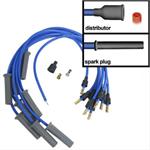 Spark Plug Wires, Spiro Wound, 8mm, Blue, Straight Boots