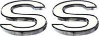 Emblem, Fender, Chrome/White, SS Logo, Chevy, Each