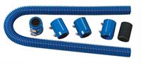 Radiator Hose, Blue Stainless Steel Hose, Blue Powdercoated Aluminum Ends, 24" Length