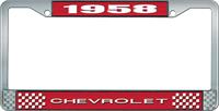 nummerplåtshållare, 1958 CHEVROLET röd/krom , med vit text