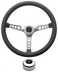 Steering Wheel Kit, 1969-77 Pontiac, Retro w/Holes,Pontiac Crest Cap, Polished