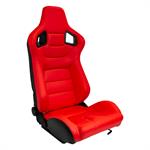 Sport seat 'RK' - Red Synthetic leather - Dual-side reclinable back-rest - incl. slides