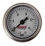 Gauge, Fuel Pressure, 0-15 psi, 1 1/2", Analog, Mechanical, White Face