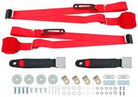 Seat Belt & Shoulder Harness Kit, Front, 3-Point Retractable, red