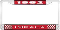 nummerplåtshållare, 1962 IMPALA röd/krom , med vit text
