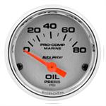 Oil Pressure, 2 1/16", 0-80 PSI, Marine Chrome Ultra-Lite