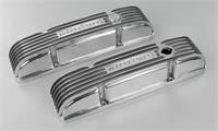 Valve Covers, Stock Height, Cast Aluminum, Polished, Finned with Offenhauser Logo