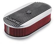 Air Cleaner Assembly, Elite II Series, Oval, Single Carb, Red Cotton Gauze, Pro-Charge Stripe, Polished