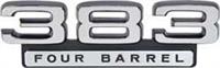 emblem "383 FOUR BARREL" svart, framskärm