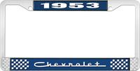 nummerplåtshållare, 1953 CHEVROLET, blå/krom, med vit text