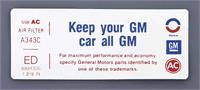 Air Cleaner Decal,GM,1975