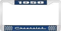 nummerplåtshållare, 1958 CHEVROLET blå/krom, med vit text
