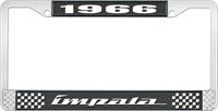 1966 IMPALA BLACK AND CHROME LICENSE PLATE FRAME WITH WHITE LETTERING