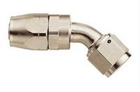 Fitting, Hose End, AQP Hose, 45 Degree, -6 AN Hose to Female -6 AN, Aluminum, Nickel Plated
